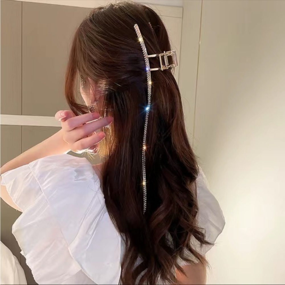 Rhinestone Tassel Hair Clip - Non-Slip & Strong Hold